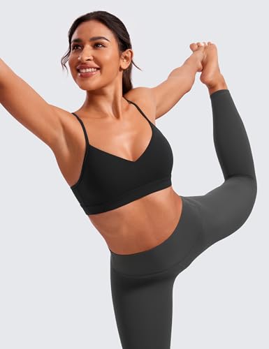 CRZ YOGA Butterluxe V Neck Sports Bras - color: Black, size: Large