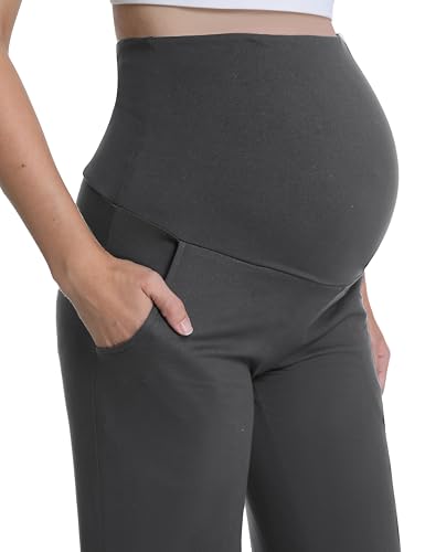 3 Pack Women's Maternity Pants Wide Leg - color: 3 Pack Black/Hemp Grey/Dark Grey, size: Small