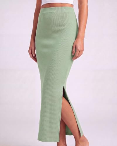 3 Pack Women's Ribbed Maxi Long Skirts High Waisted with Side Slit Pencil - color: Set 5, size: XX-Large