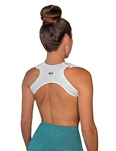 Upper Back Posture and Neck Hump Corrector - for Women and Men - Support Brace and Straightener for Pain Relief - Rounded Shoulder and Buffalo Hunchback Alignment - Discreet Under Clothes - White