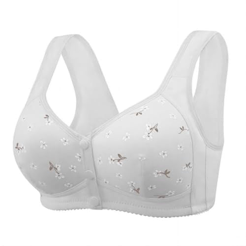 Daisy Bras for Older Women No Underwire Front Closure Comfort Senior Wireless Snap Closing Bra - color: Light Gray