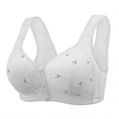 Daisy Bras for Older Women No Underwire Front Closure Comfort Senior Wireless Snap Closing Bra - color: Light Gray