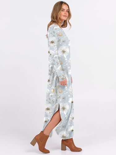 ANRABESS Women's Long Sleeve Fall Maxi T-Shirt Dress with Pockets - color: Dandelion, size: Large