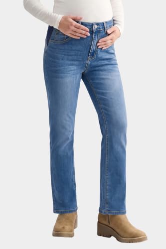 BLENCOT Womens Maternity Jeans Elastic Waist Stretch Pregnancy Denim Pants - color: Dark Blue, size: Medium