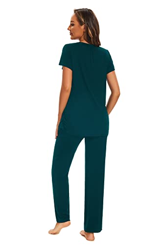 Smallshow Women's Maternity Nursing Pajamas - color: Teal, size: XX-Large