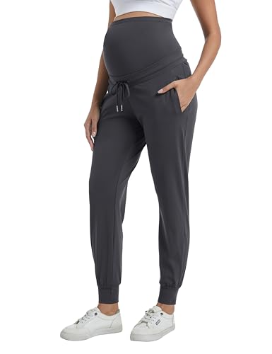 Women's Maternity Joggers Stretchy Scrub Pants - color: Grey, size: Small