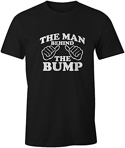 The Man Behind the Bump Pregnancy Announcement Cotton T-Shirt Father Gift - color: Black, size: Medium