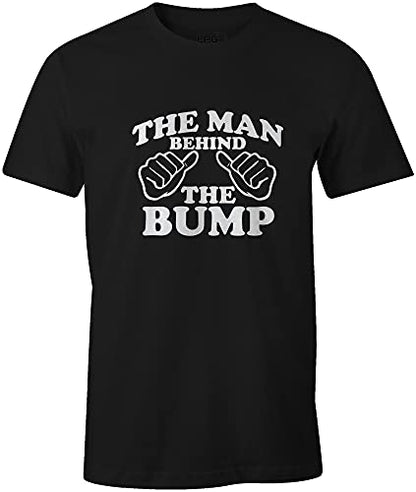 The Man Behind the Bump Pregnancy Announcement Cotton T-Shirt Father Gift - color: Black, size: Medium