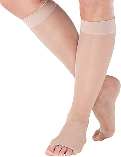 ABSOLUTE SUPPORT Women Knee High Compression Socks 15-20mmHg, Nude, Large - color: Nude, size: Large