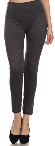 Sakkas Women's Patterned Soft Fleece Lined High Waist Leggings - color: Charcoal, size: One Size Plus