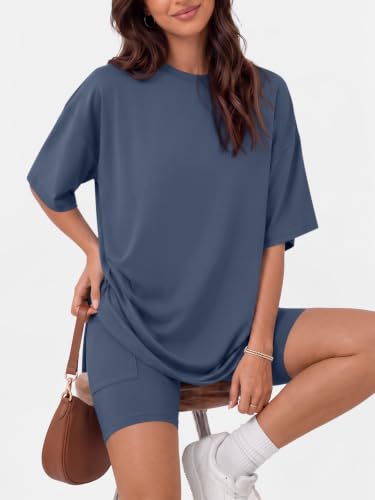 LILLUSORY Womens Lounge Sets 2 Piece Matching Pajamas Summer Outfit 2026 - color: Dark Blue, size: X-Small