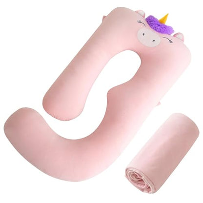 Sasttie Velvet Pregnancy Pillow Cover, U-Shaped, Pink - color: Pink