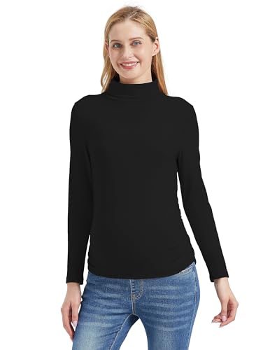 Foucome Women's Maternity Turtleneck Long Sleeve Shirts - color: Black, size: X-Large