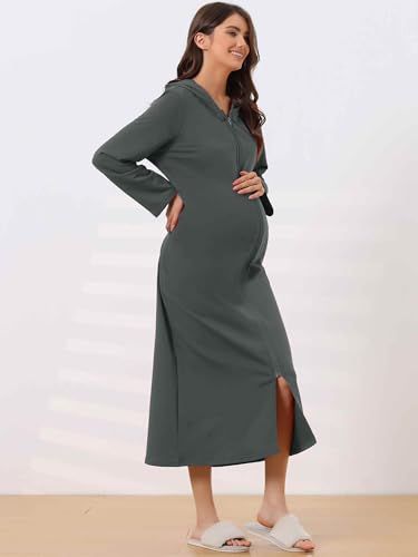 cheibear Women Long Sleeve Cardigan Knit Zip Up with Pockets - color: Deep Gray, size: Large