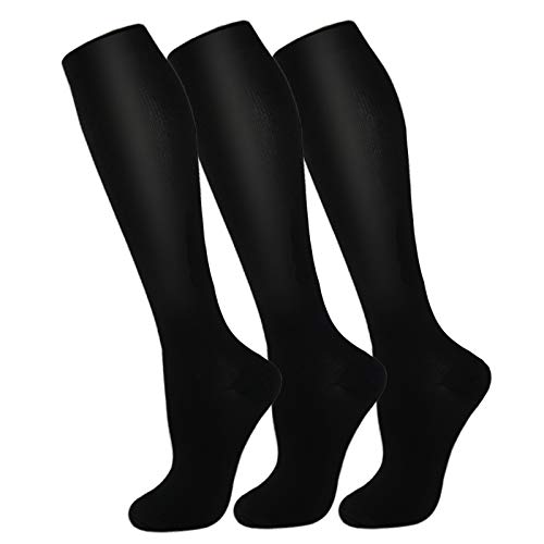 FuelMeFoot 3 Pack Copper Compression Socks - Compression Socks Women & Men Circulation - Best for Medical,Running,Athletic - color: 001 Black-classic, size: Small-Medium