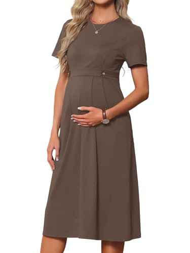 Maternity Work Dress Formal Business Office - color: Brown, size: Medium