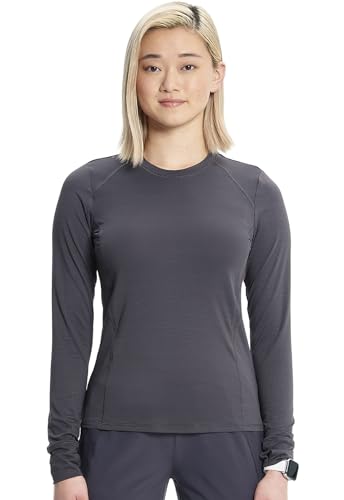 Cherokee Infinity Long Sleeve Underscrubs for Women Round Neck Top - color: Pewter, size: Large