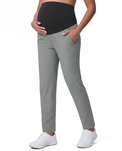 Maternity Pants Over Belly Pregnancy Scrub Pants - color: Grey, size: XX-Large