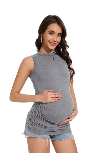 Smallshow Women's Maternity Tank Top 3 Pack - color: Black-light Grey-maroon(3 Pack), size: XX-Large