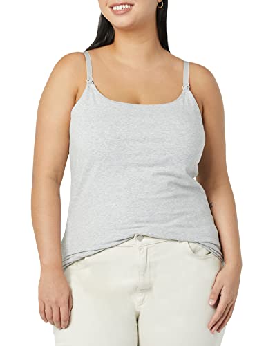 Amazon Essentials Women's Maternity Nursing Camisole with Adjustable Straps and Built-in Shelf Bra, Pack of 2 - color: 2-pack Light Heather Grey/White, size: Small