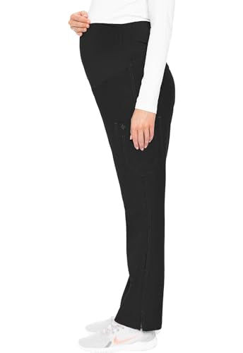 Med Couture Touch Maternity Scrub Pant Straight Leg with 3 Pockets - color: Black, size: 3X-Large Plus