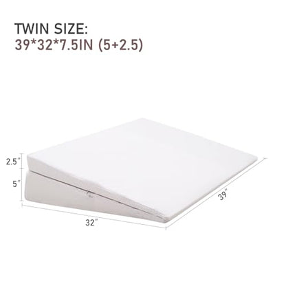 SUNYRISY Adjustable Wide Size Bed Wedge Pillow Wedge Mattress Topper - size: TWIN 39*32*7.5in