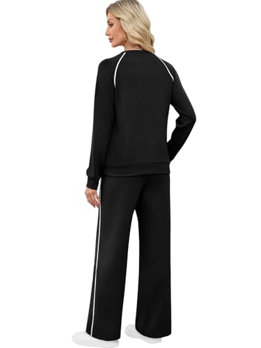 Sampeel Women 2 Piece Lounge Sets Sweatsuit Fall Outfits Matching Sets - color: Black, size: Small