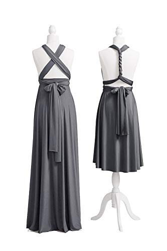72styles Maxi Infinity Dress for Bridesmaids, Convertible Multi-Way Wrap - color: Charcoal Grey, size: One Size