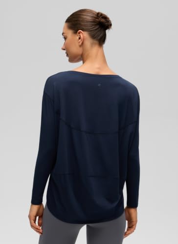 CRZ YOGA Pima Cotton Boat Neck Top - color: Navy, size: Small