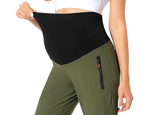 V VOCNI Maternity Joggers Quick-Dry Pregnancy Scrub Pants - color: 01-green, size: Medium