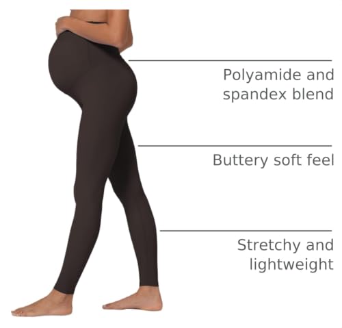 Sunzel Maternity Leggings, Over Belly Pregnancy Yoga Pants, Buttery Soft - color: 28" Seal Brown, size: Medium