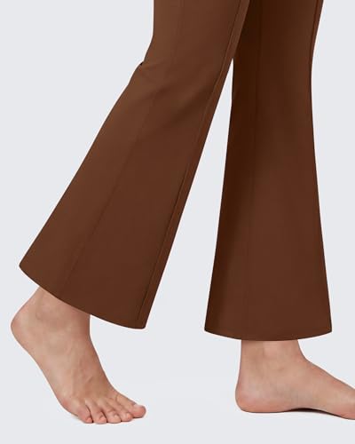 G4Free EverGoing Maternity Work Pants Pregnancy Ankle Flare Leg with Pocket - color: Dark Coffee, size: Medium