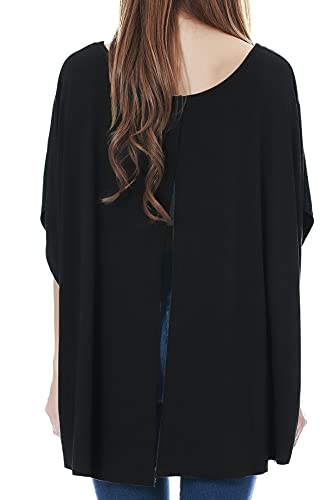 Smallshow Women's Nursing Top Maternity Poncho for Breastfeeding - color: Black