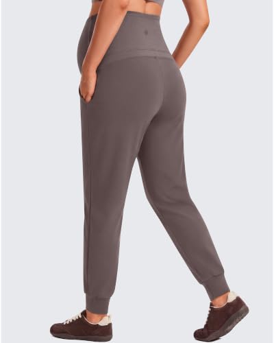 G4Free EverGoing Maternity Joggers with Pockets Drawstring Pregnancy Pants - color: Taupe, size: Large