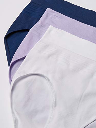 Warner's Women's Blissful Benefits Seamless Bikini Panty 3 Pack - color: Lavender Macaron/White/Navy Ink, size: X-Large