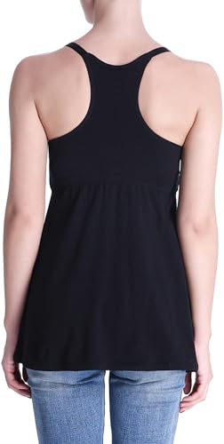 SUIEK Cotton Maternity Nursing Tank Tops with Shelf Bra Breastfeeding Camis - color: Black+black+black 3pack, size: Medium