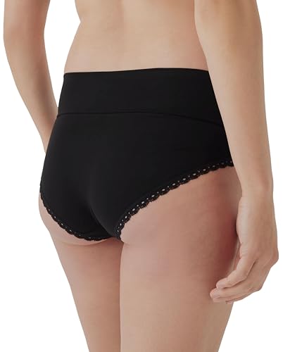 Pact Organic Cotton Maternity Foldover Hipster Underwear for Pregnancy Postpartum, 4 pack - color: Black