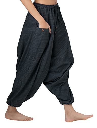 B BANGKOK PANTS Harem Pants Women Boho Cotton - color: Black, size: One Size