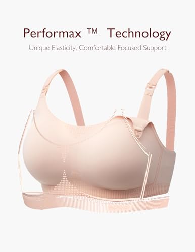 Momcozy Nursing Bras for Breastfeeding, Seamless Ultra Comfort Maternity Bra with Performax™ Technology U Neck Pregnancy Bra - size: Medium