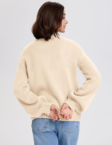 LOMON Womens Chunky Knit Cardigan Oversized Button Front Trend Sweater Tops - color: Apricot, size: Small