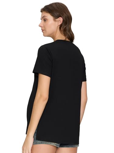 Women's Maternity Shirts, Crew Neck Maternity Top Short Sleeve - color: Black, size: Small