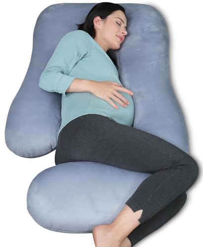 MOON PARK Pregnancy Pillows for Sleeping - Non Compressed Packaging, U Shaped Full Body Maternity Pillow with Removable Cover - Support for Back, Legs, Belly, HIPS - 57 Inch - Grey - color: Grey, size: Non Compressed Packaging-57 Inch