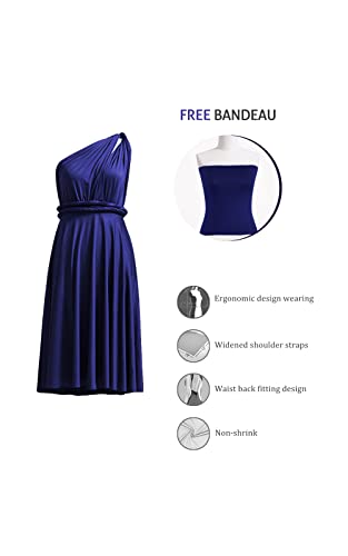 72styles Multi-Way Wrap Short Infinity Dress for Bridesmaids - color: Midnight Blue