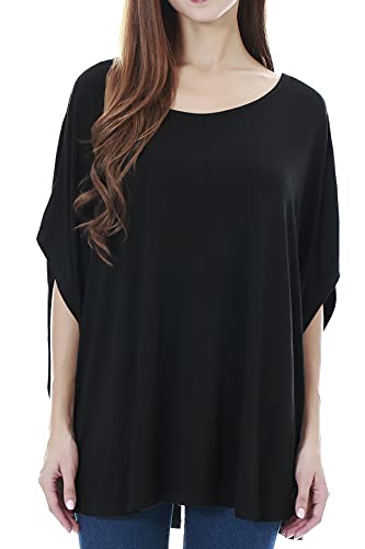 Smallshow Women's Nursing Top Maternity Poncho for Breastfeeding - color: Black