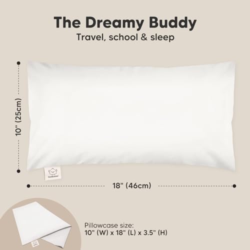 Toddler Pillow with Pillowcase, 10x18 My Little Dreamy Pillow (Soft White) - color: Soft White, size: Buddy 10x18