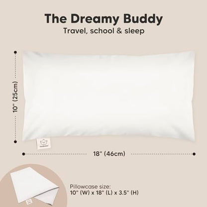 Toddler Pillow with Pillowcase, 10x18 My Little Dreamy Pillow (Soft White) - color: Soft White, size: Buddy 10x18