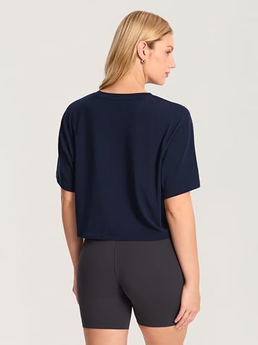 MOMANDA Cotton Modal Cropped Maternity Tops - color: Deep Ocean Blue, size: Small