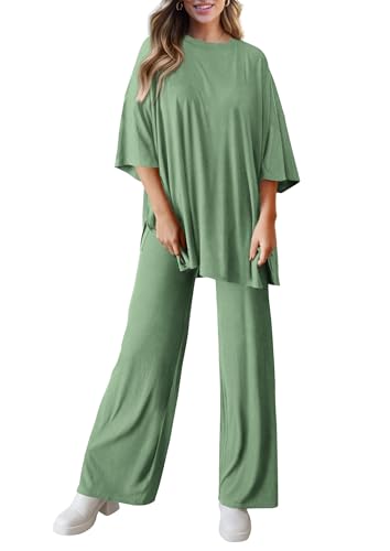 PRETTYGARDEN Two Piece Sets for Women Lounge Matching Set - color: Bean Green, size: Medium