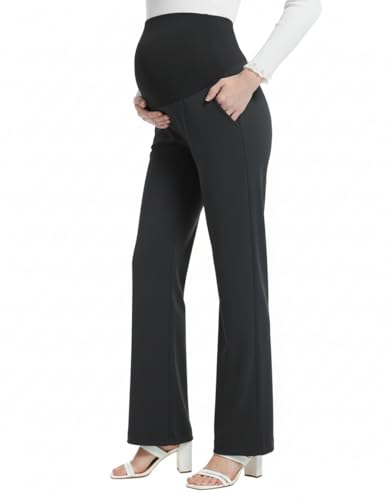 Maternity Pants Work Wide Leg Business Trousers - color: Black, size: X-Large