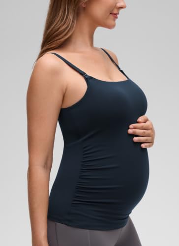 CRZ YOGA Maternity Nursing Tank Tops - color: True Navy, size: Large